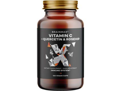 BrainMax C-vitamin és kvercetin, csipkebogyó, 100 növényi kapszula