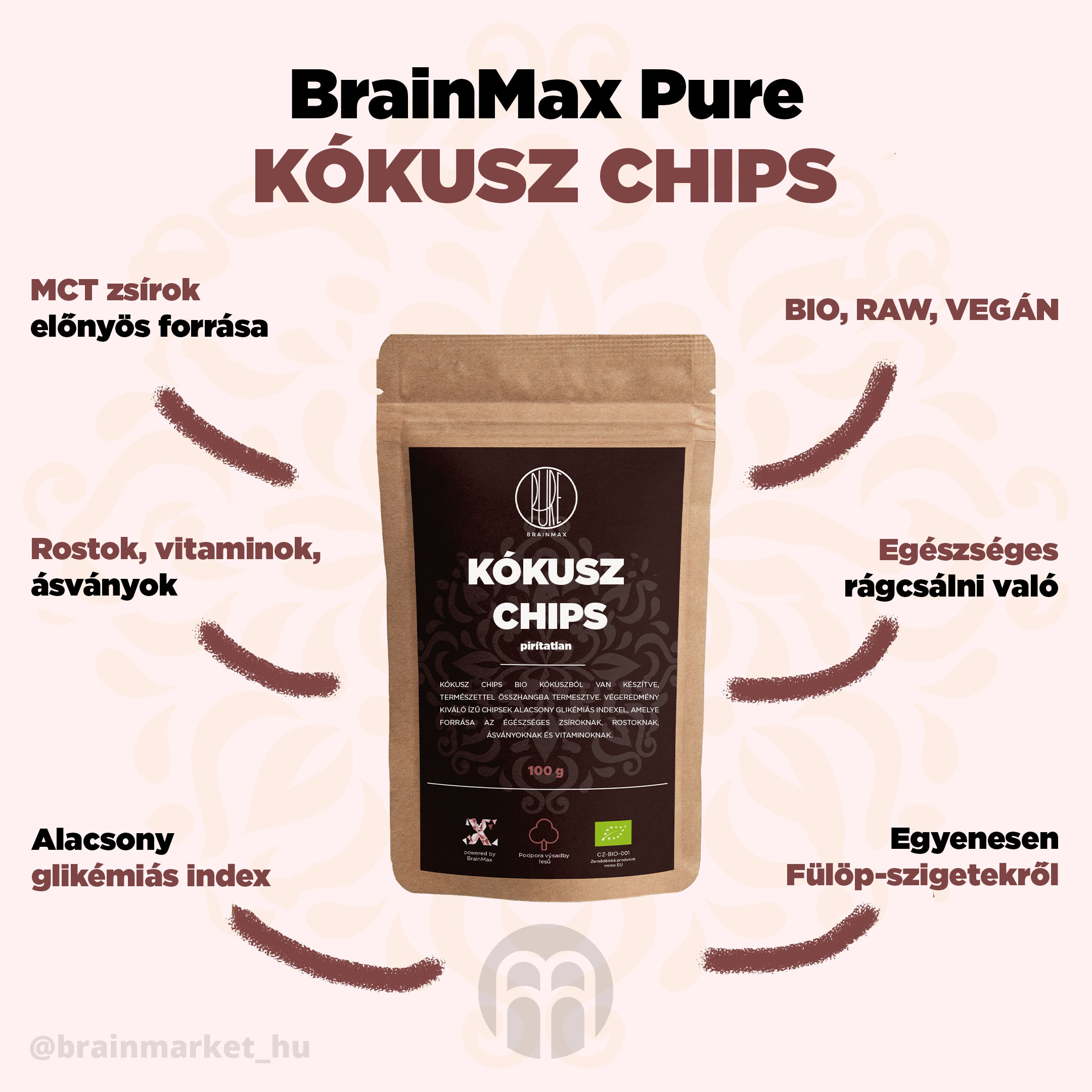BrainMax tiszta kókusz chips - BrainMarket.cz