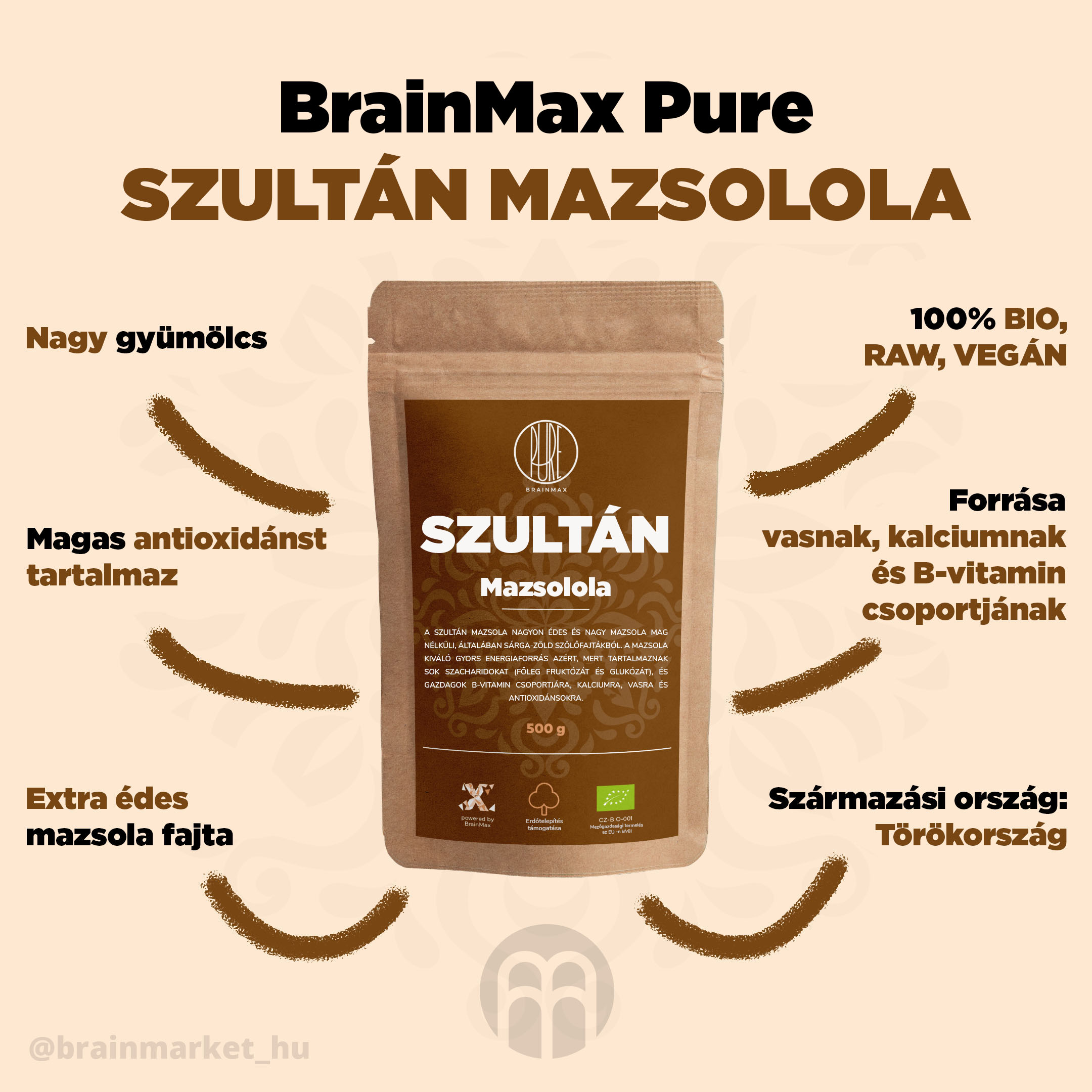 BrainMax Pure Sultanas mazsola - BrainMarket.cz