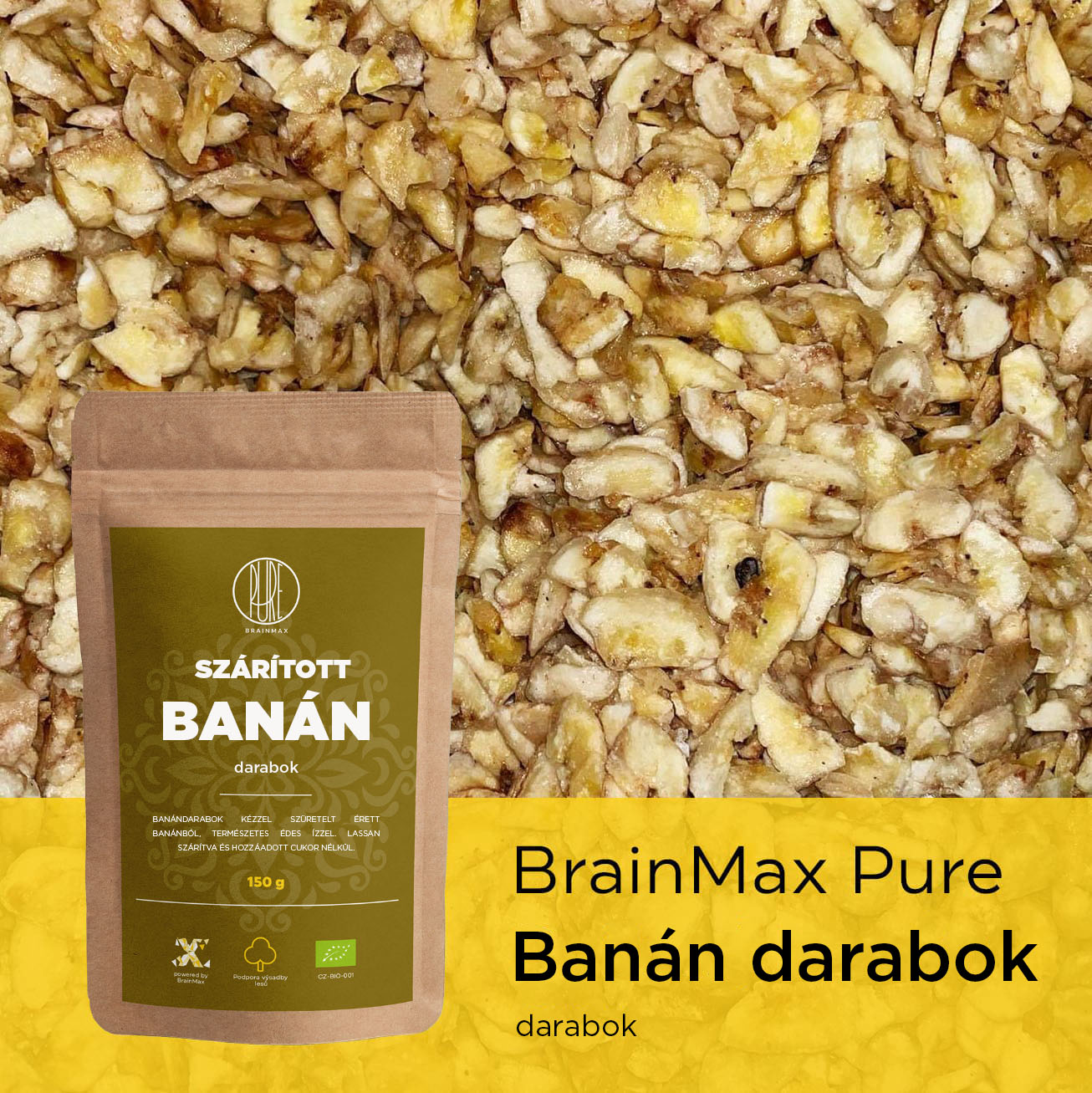 BrainMax tiszta szárított banándarabok - BrainMarket.cz