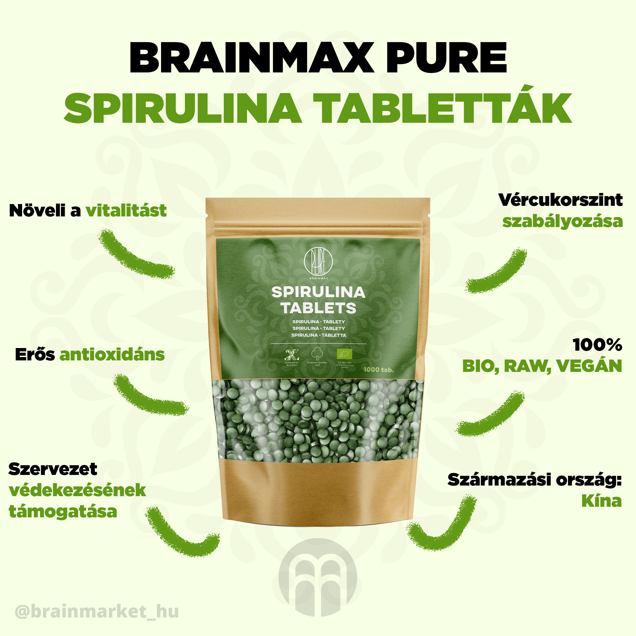 BrainMax Pure Spirulina BIO por, 250 g - BrainMarket.cz