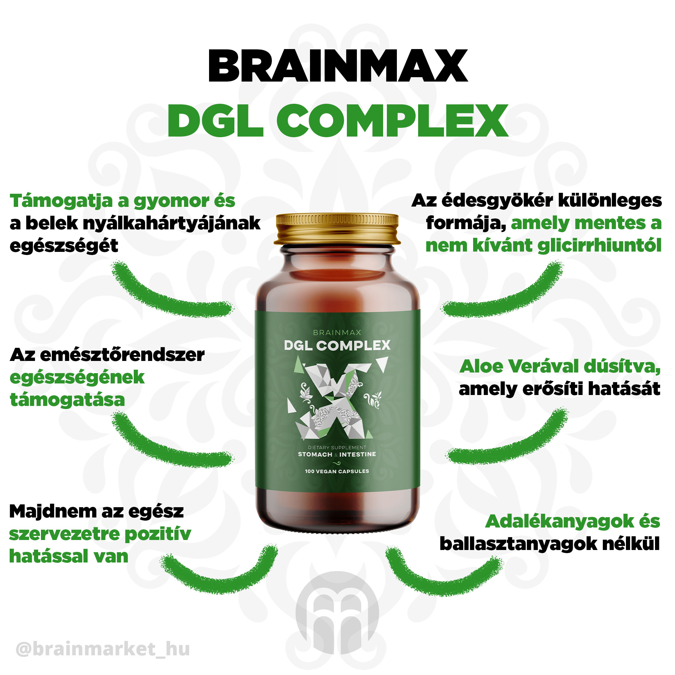 BrainMax DGL Complex (deglycyrrhizinizált édesgyökér), 100 gyógynövényes kapszula
