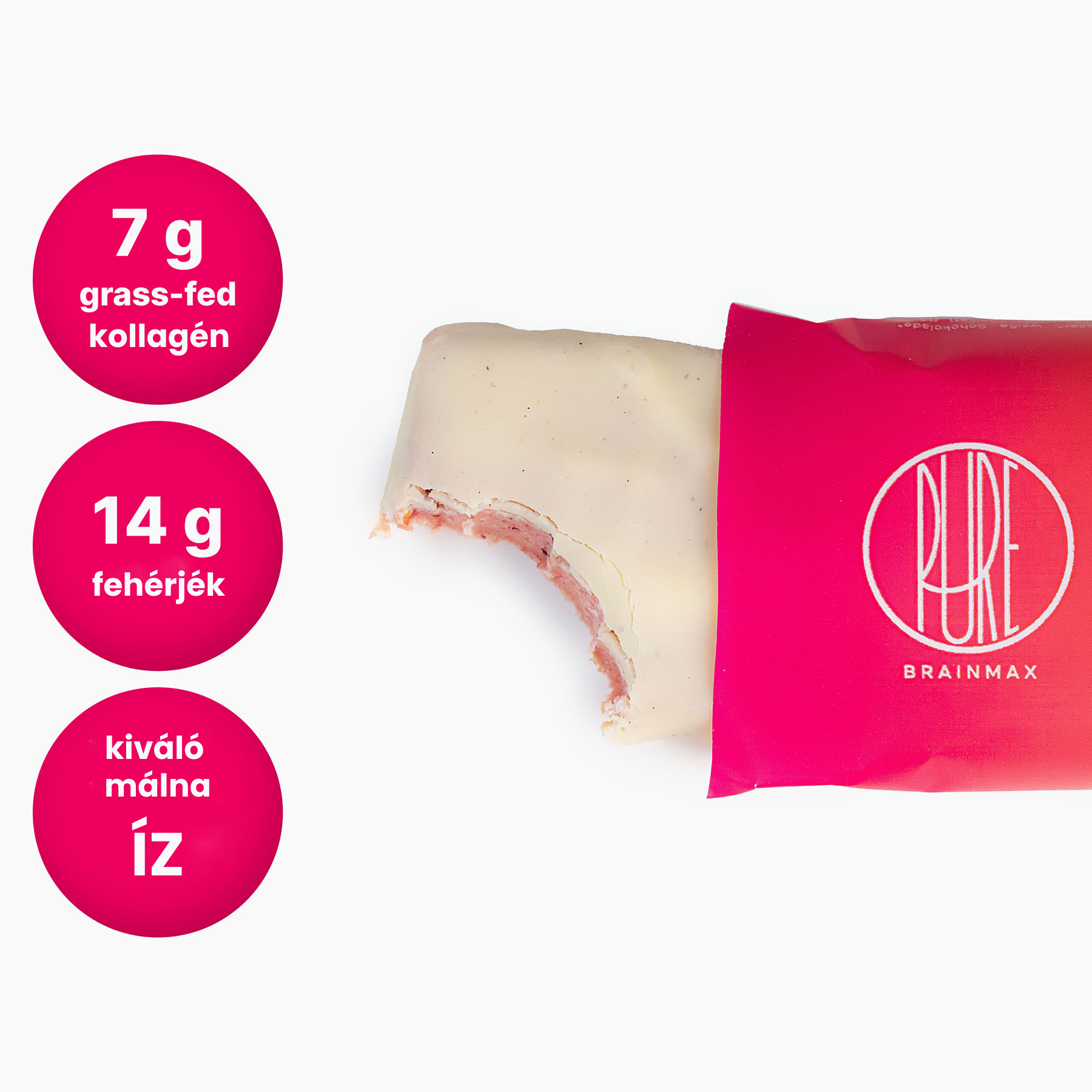 BrainMax Pure Collagen Bar, málna és citrom, 60 g